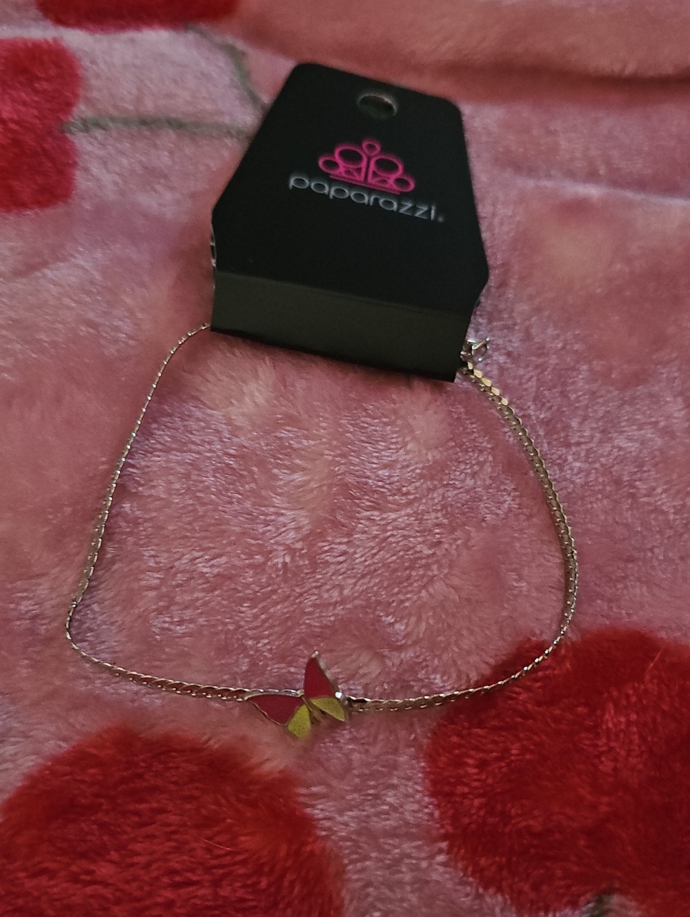 paparazzi Pink and Yellow Butterfly Anklet